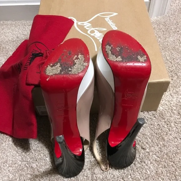Auth Louboutin Lady Peep Sling 150 Patent. Sz40 - Picture 6 of 6